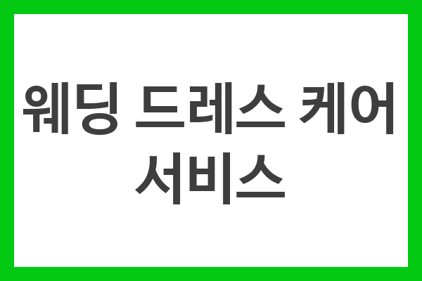 웨딩 드레스 케어 서비스