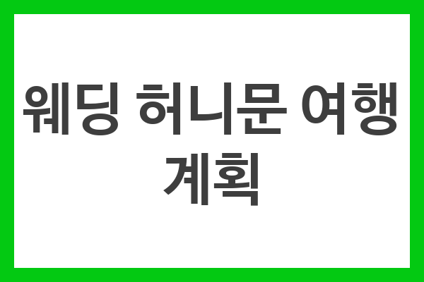 웨딩 허니문 여행 계획