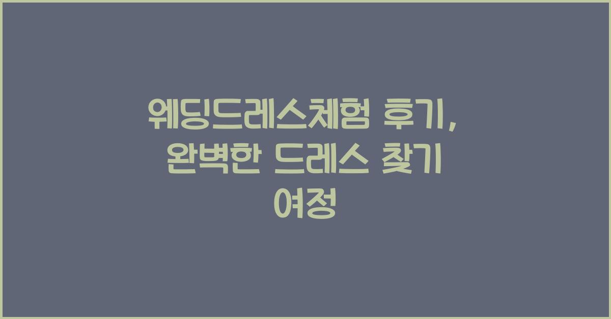 웨딩드레스체험 후기, 완벽한 드레스 찾기 여정