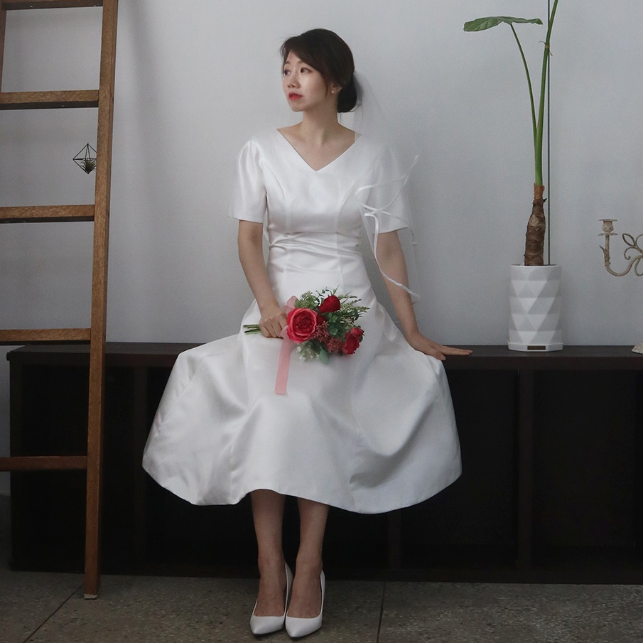 (자체제작) 라라리빠 소피아 새틴 셀프웨딩드레스 반팔 코르셋 원피스, 완벽한 선택이 될 수 있을까요?