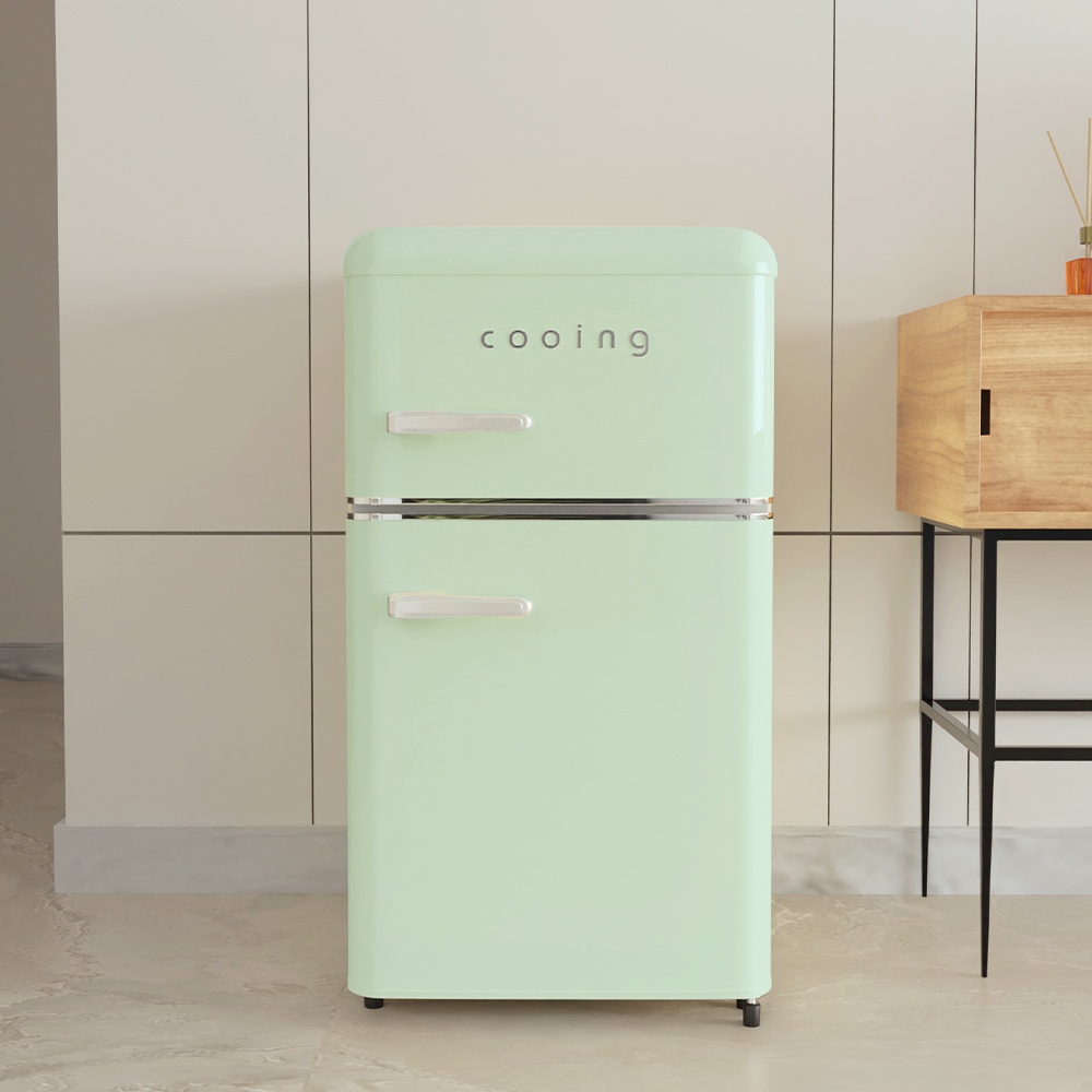 쿠잉 레트로 미니냉장고 REF-D85 2도어, 소형 원룸 필수템 추천