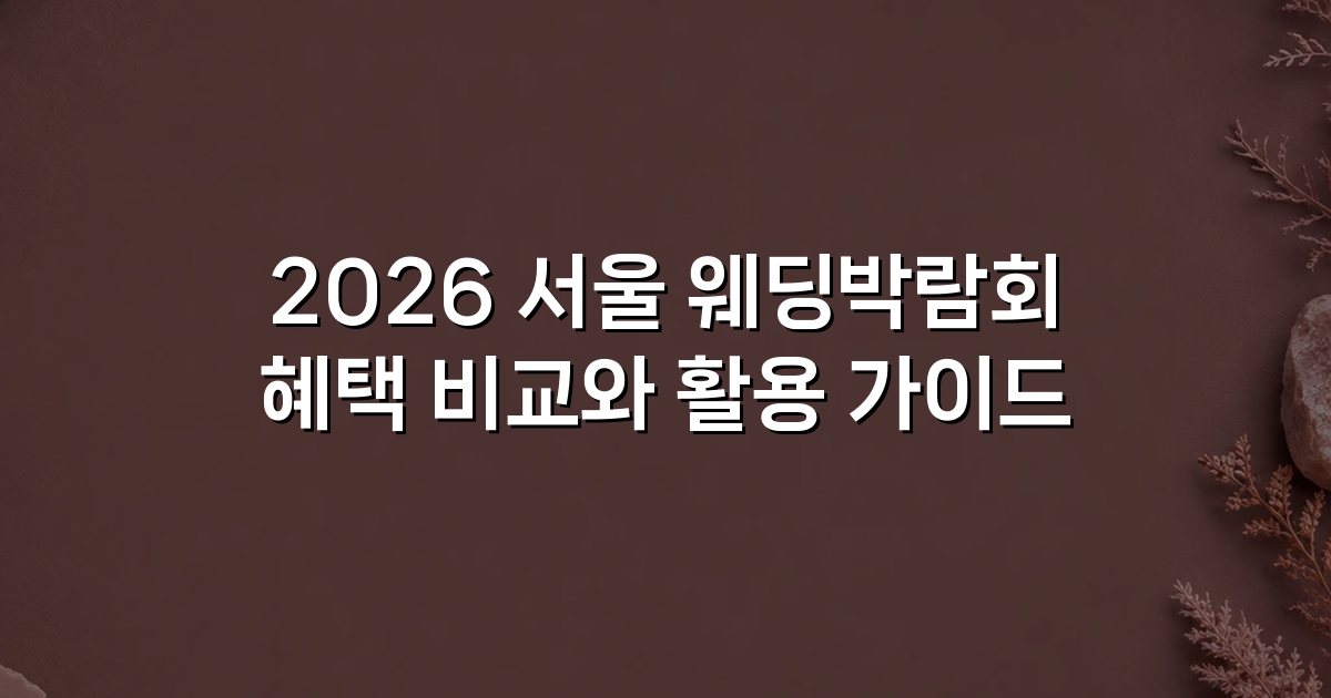 2026 서울 웨딩박람회 혜택 비교와 활용 가이드