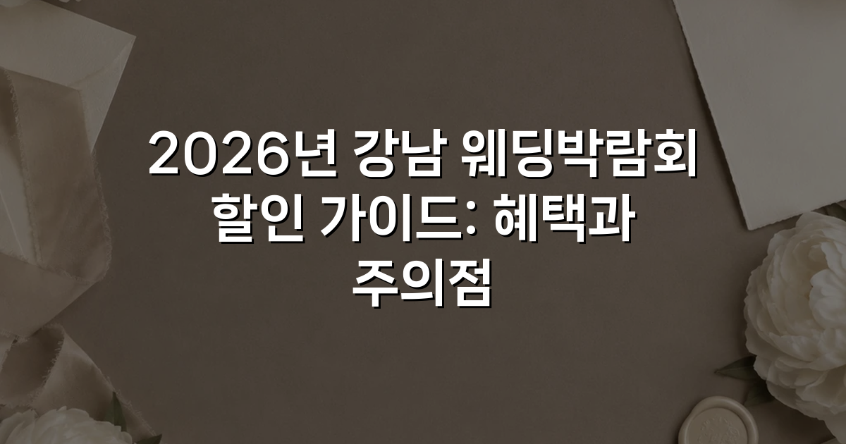 2026년 강남 웨딩박람회 할인 가이드: 혜택과 주의점
