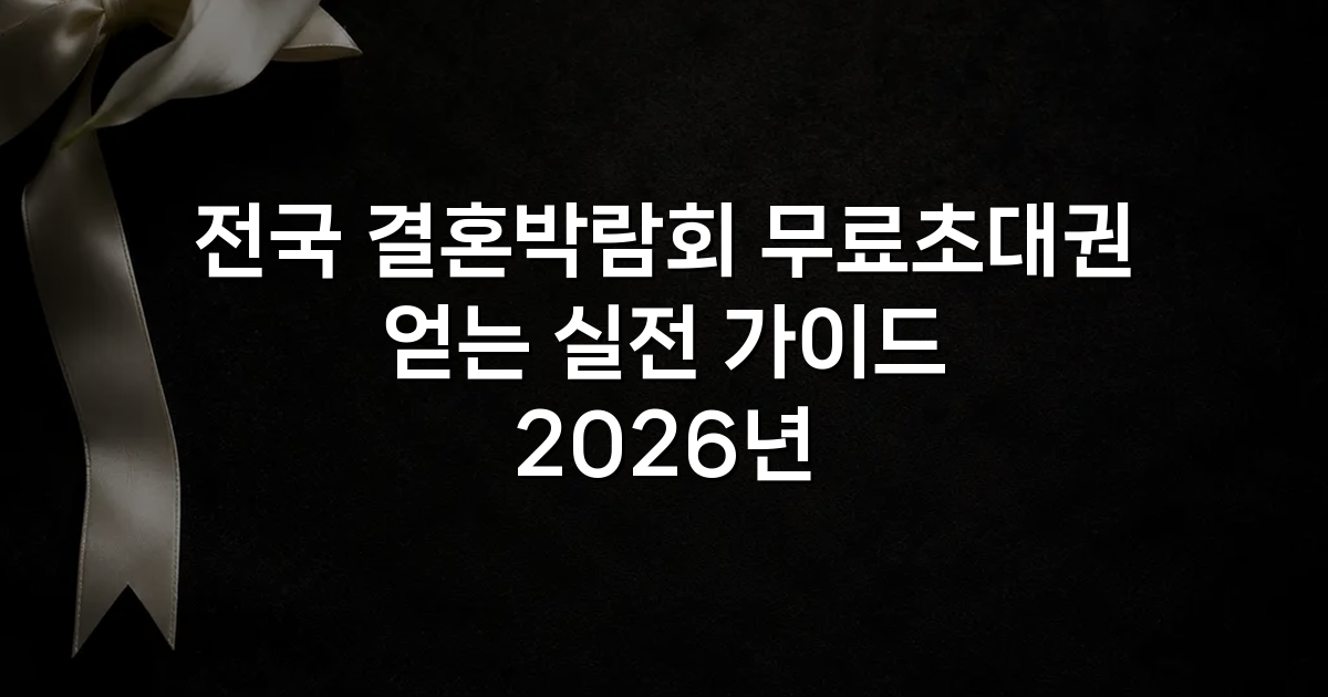 전국 결혼박람회 무료초대권 얻는 실전 가이드 2026년