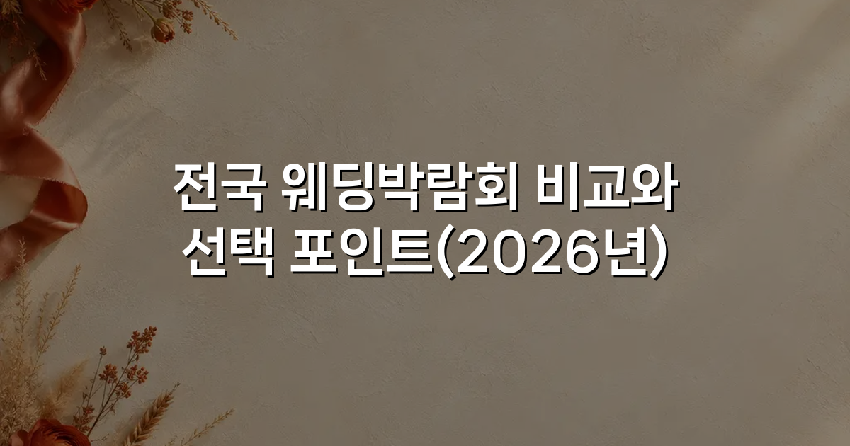 전국 웨딩박람회 비교와 선택 포인트(2026년)