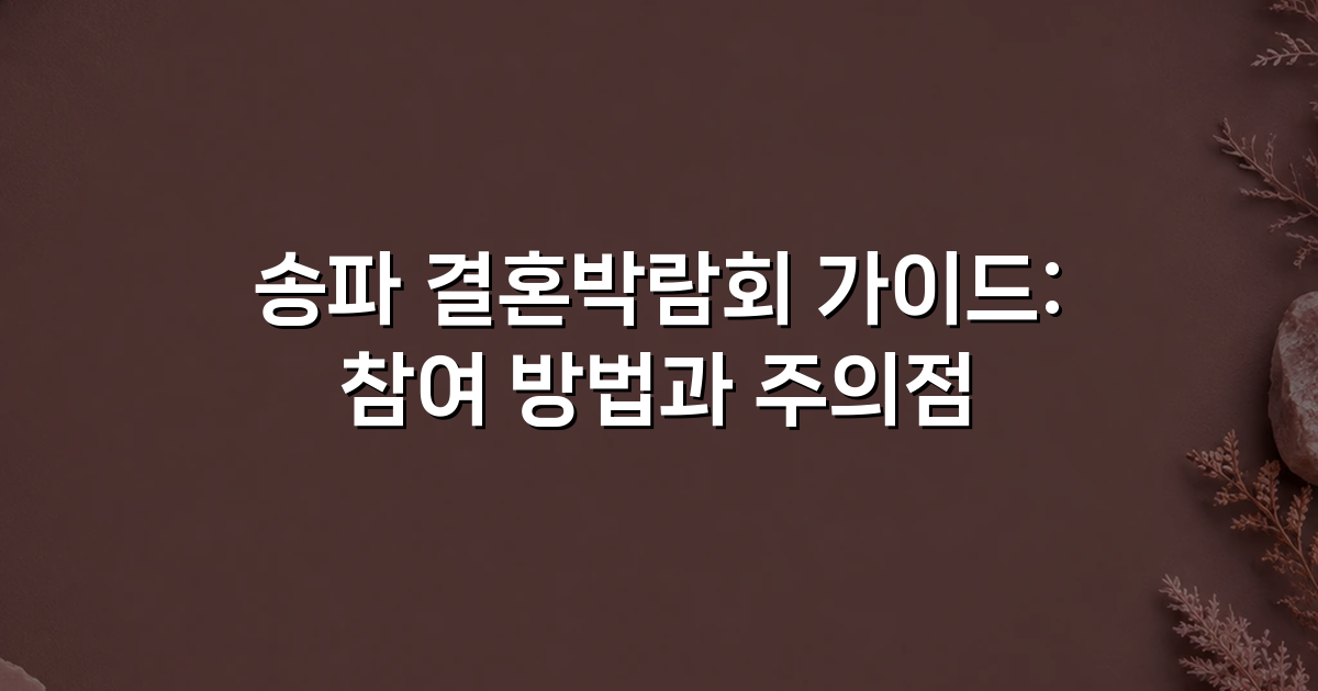 송파 결혼박람회 가이드: 참여 방법과 주의점