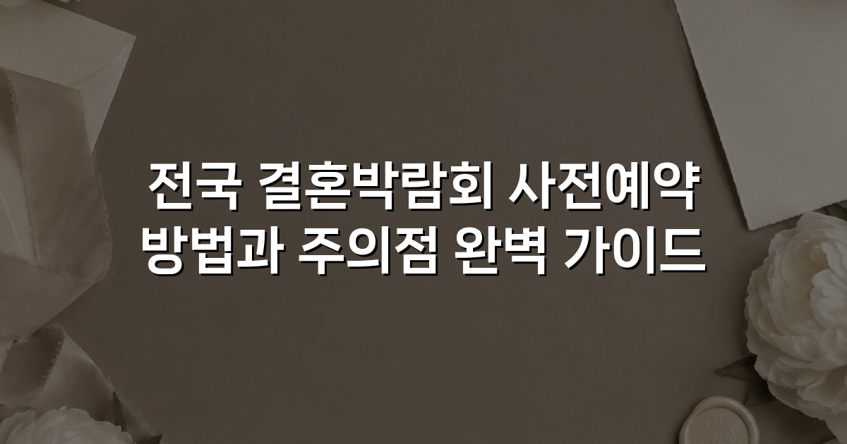 전국 결혼박람회 사전예약 방법과 주의점 완벽 가이드