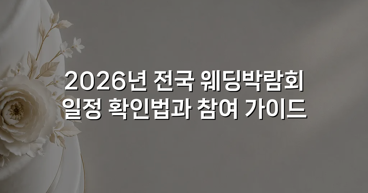 2026년 전국 웨딩박람회 일정 확인법과 참여 가이드