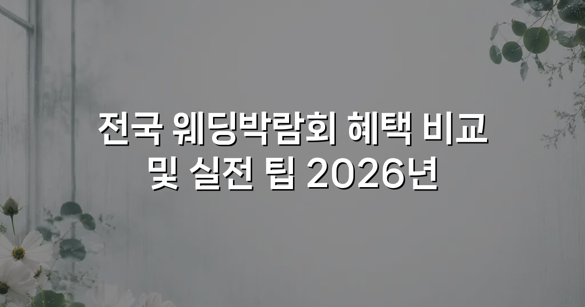 전국 웨딩박람회 혜택 비교 및 실전 팁 2026년
