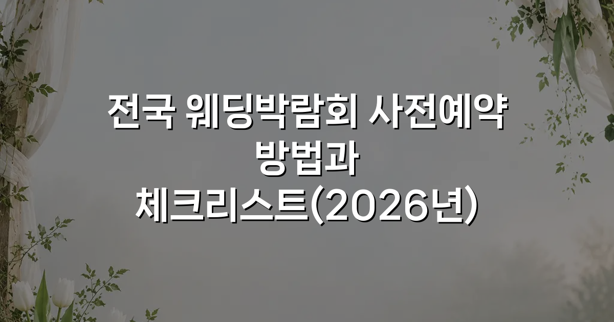 전국 웨딩박람회 사전예약 방법과 체크리스트(2026년)