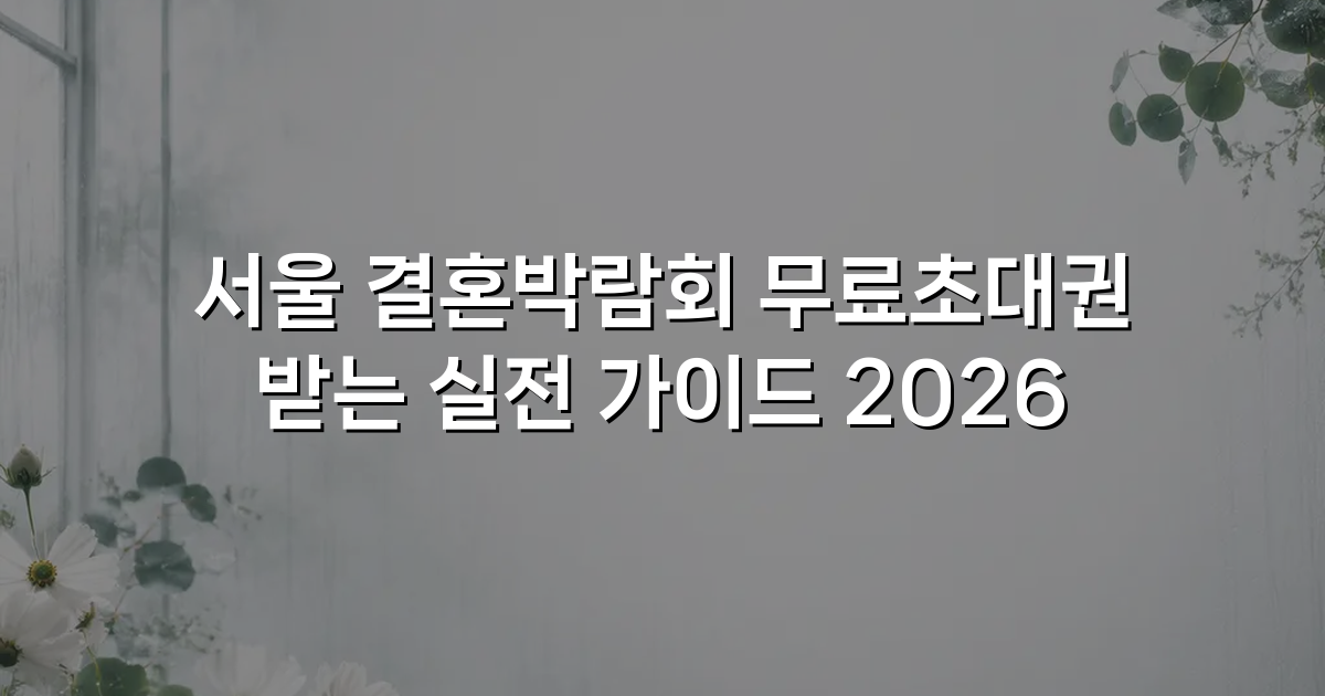 서울 결혼박람회 무료초대권 받는 실전 가이드 2026