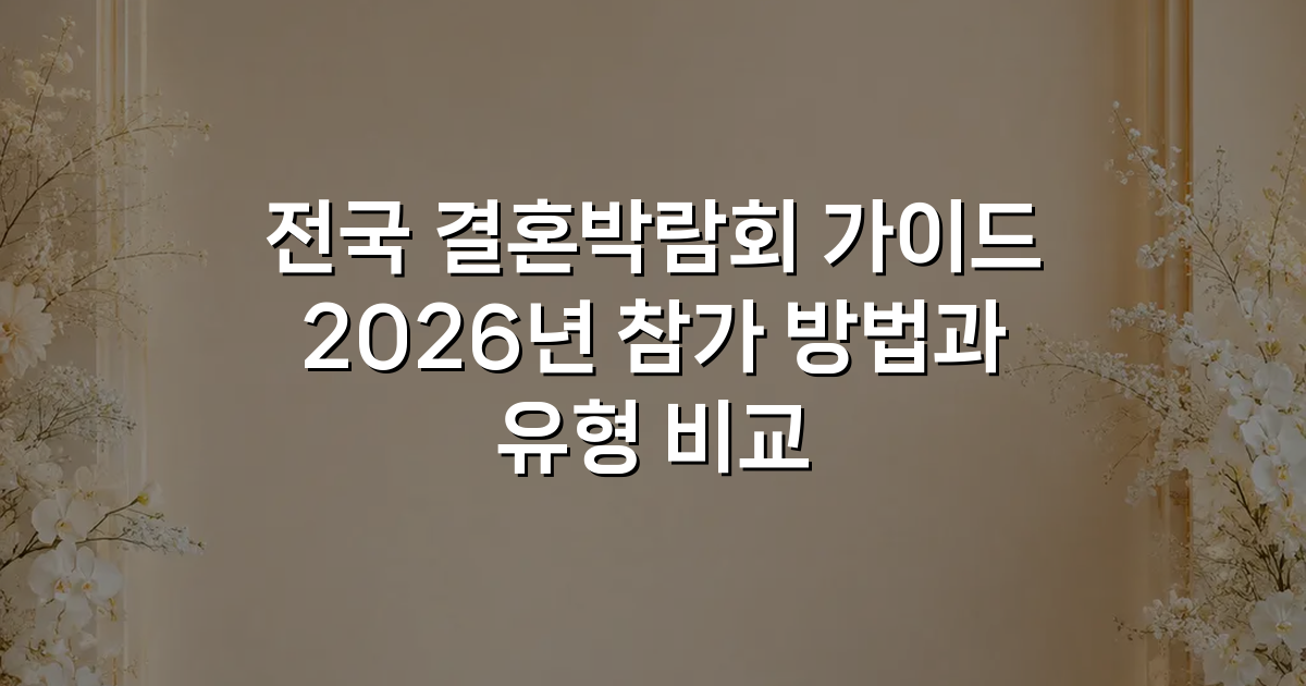 전국 결혼박람회 가이드 2026년 참가 방법과 유형 비교