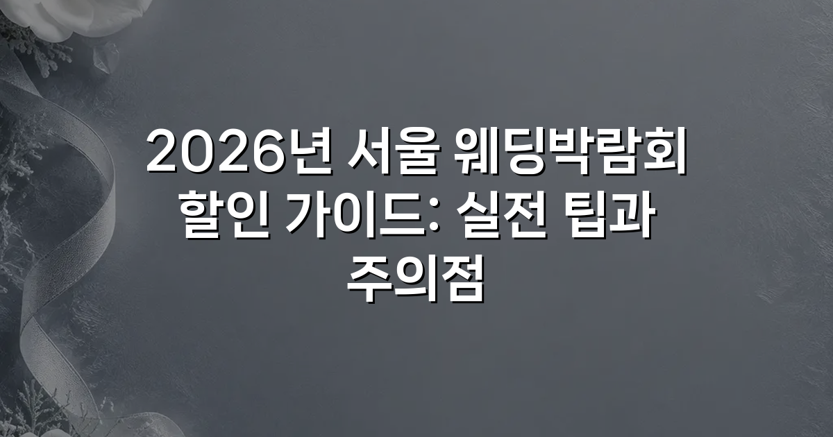2026년 서울 웨딩박람회 할인 가이드: 실전 팁과 주의점