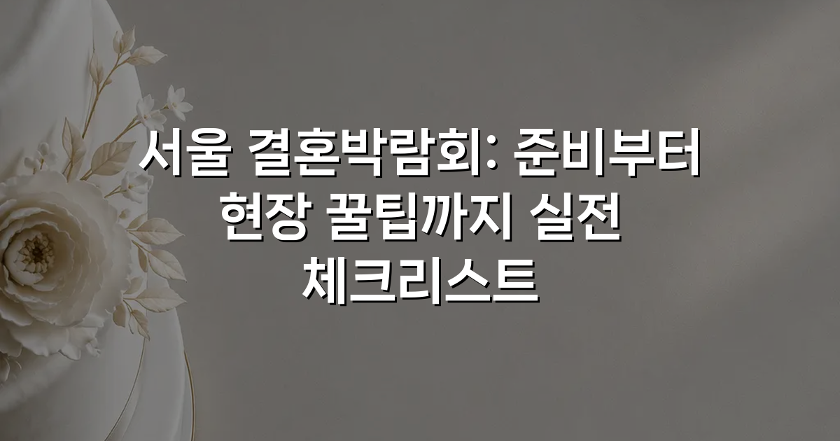 서울 결혼박람회: 준비부터 현장 꿀팁까지 실전 체크리스트