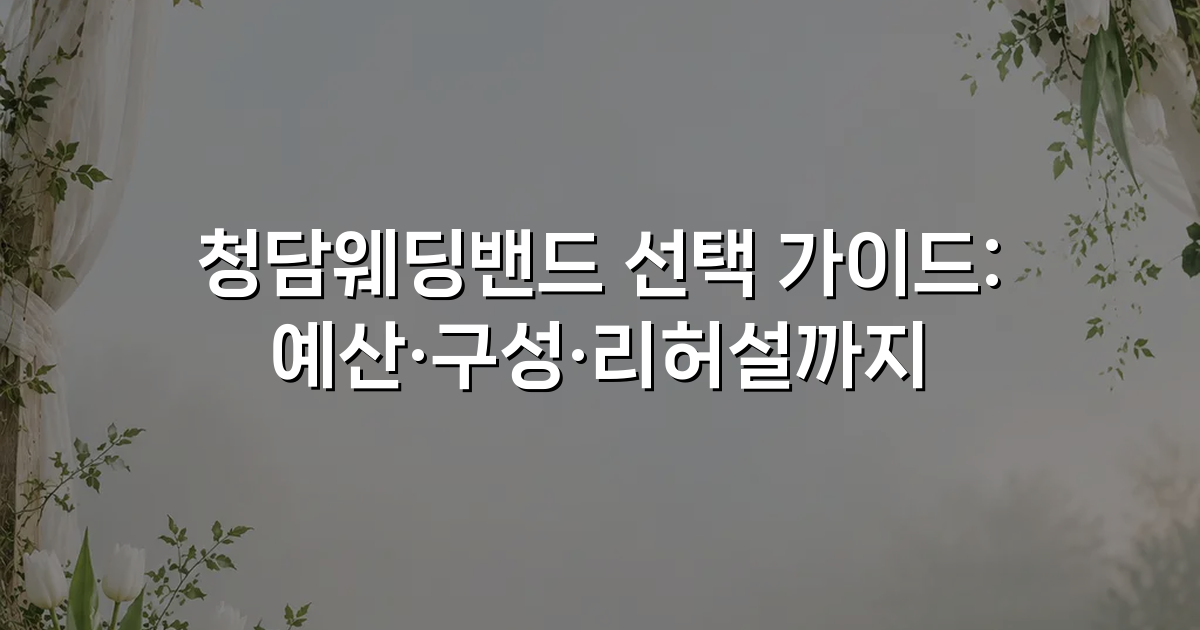 청담웨딩밴드 선택 가이드: 예산·구성·리허설까지