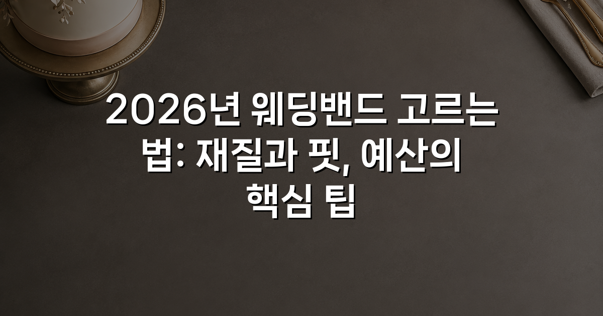 2026년 웨딩밴드 고르는 법: 재질과 핏, 예산의 핵심 팁