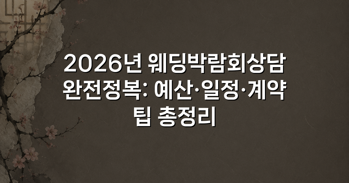 2026년 웨딩박람회상담 완전정복: 예산·일정·계약 팁 총정리