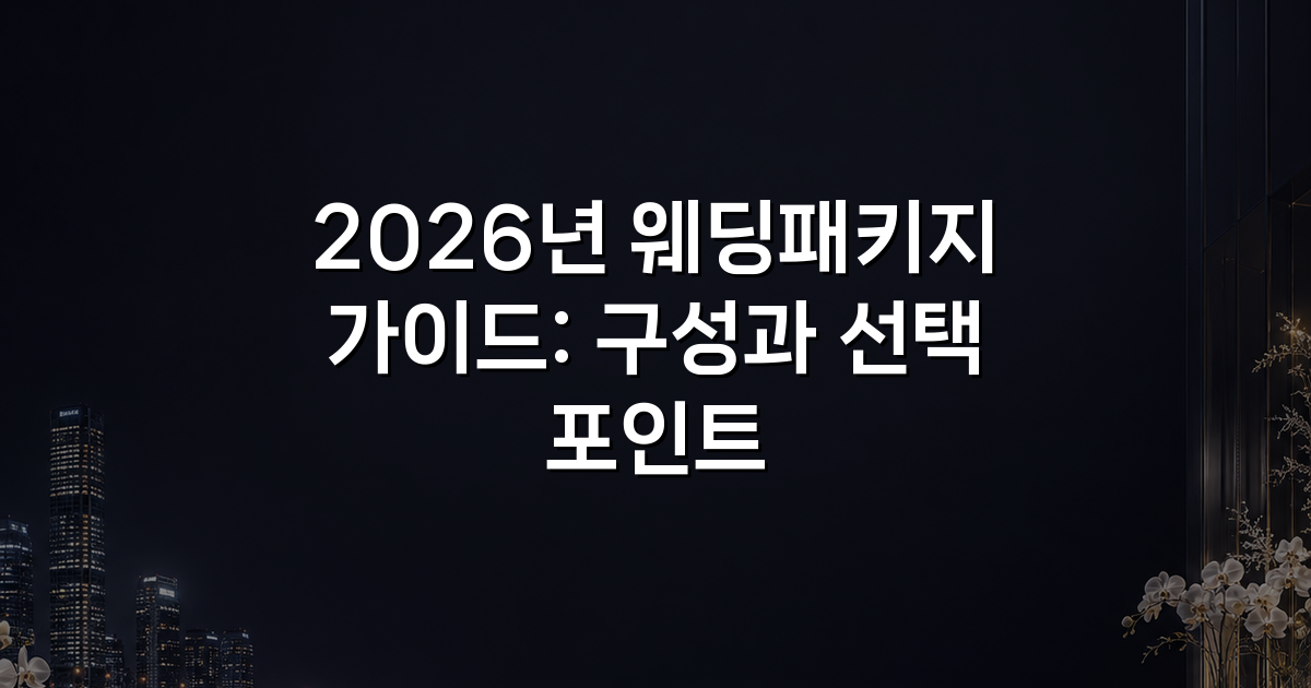 2026년 웨딩패키지 가이드: 구성과 선택 포인트