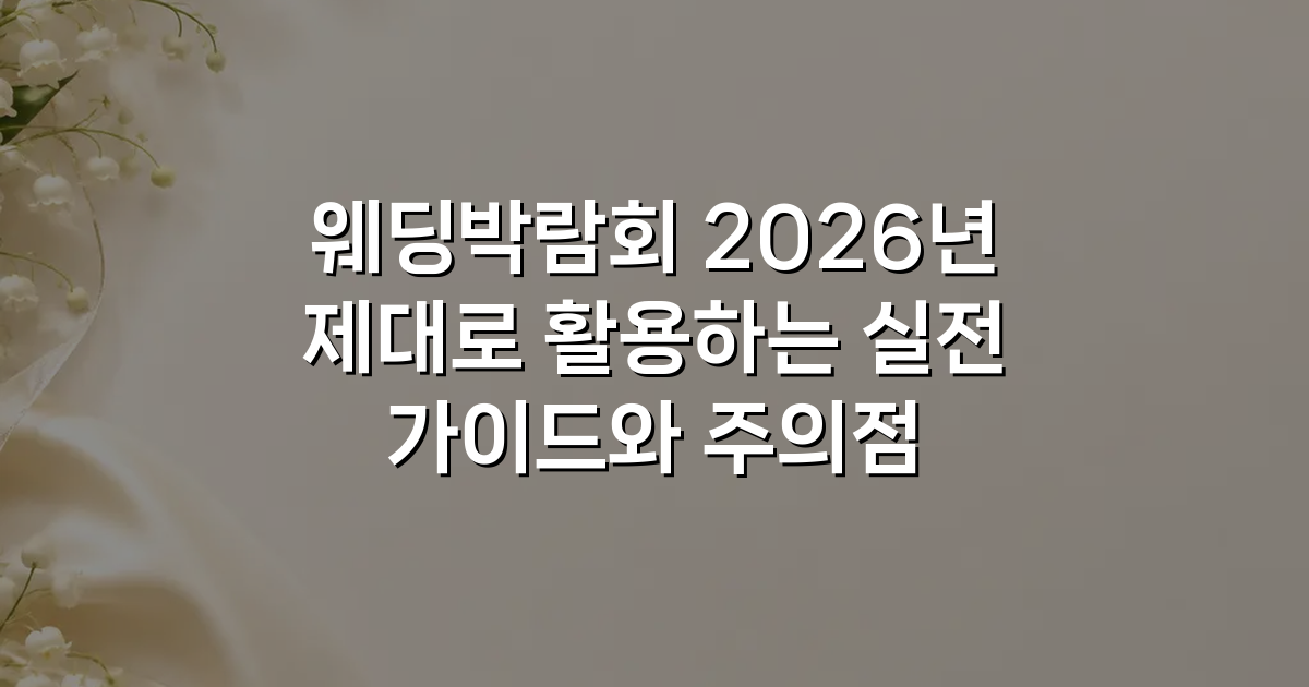 웨딩박람회 2026년 제대로 활용하는 실전 가이드와 주의점