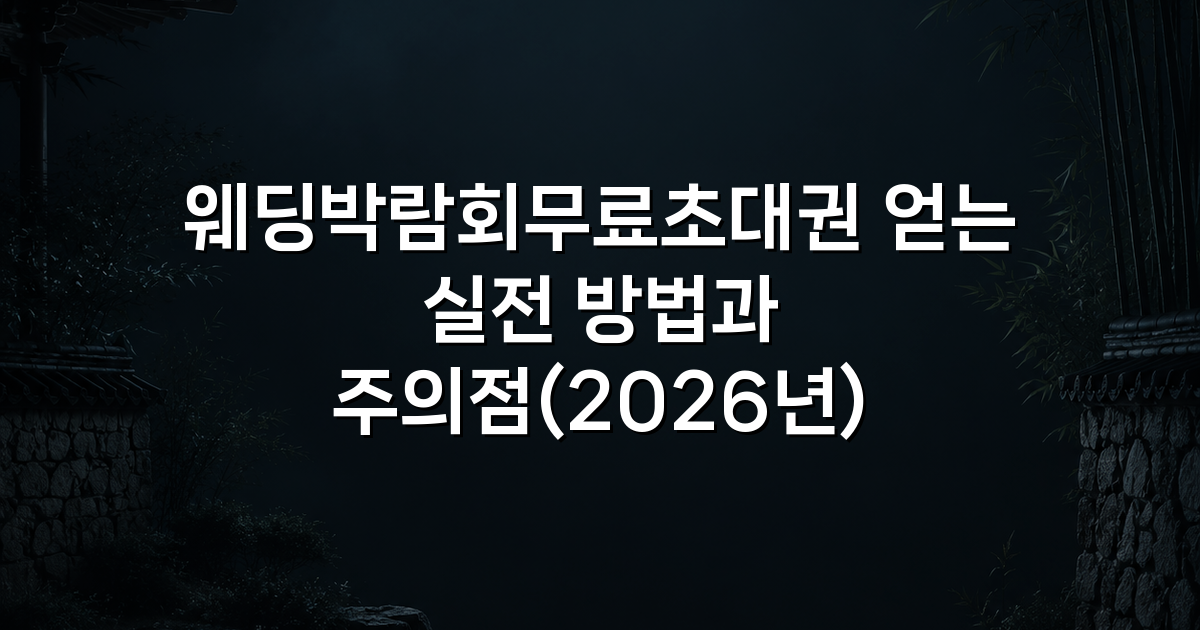 웨딩박람회무료초대권 얻는 실전 방법과 주의점(2026년)