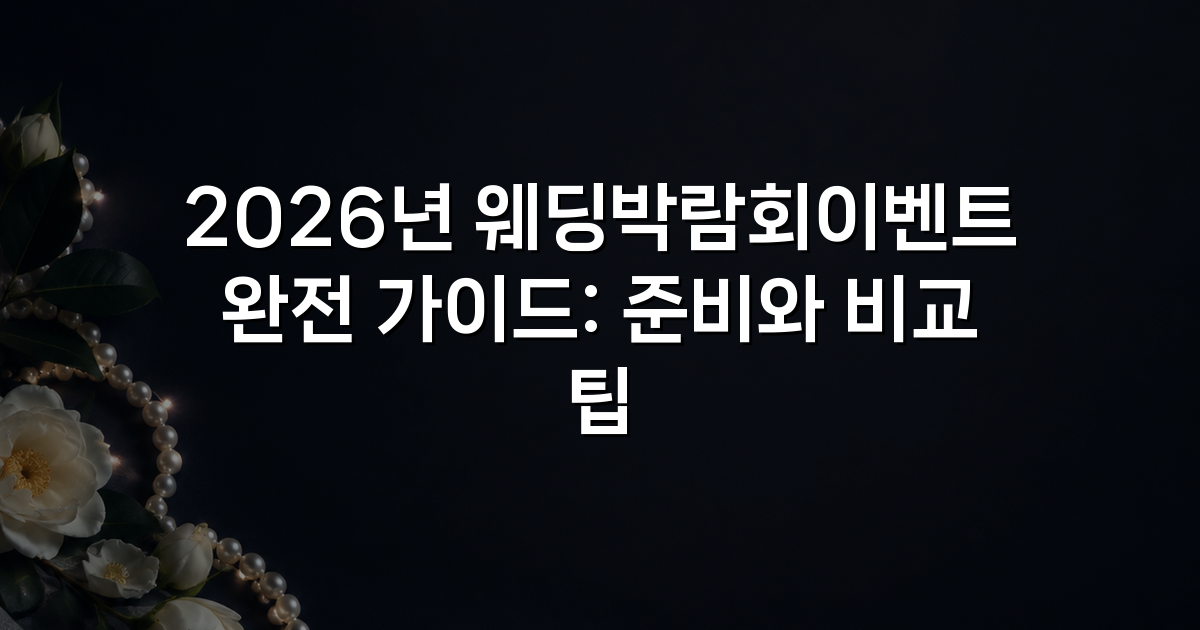2026년 웨딩박람회이벤트 완전 가이드: 준비와 비교 팁