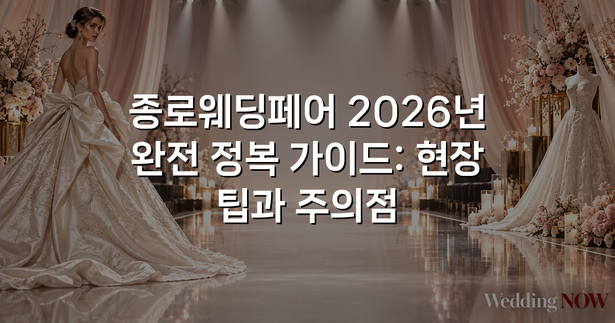 종로웨딩페어 2026년 완전 정복 가이드: 현장 팁과 주의점