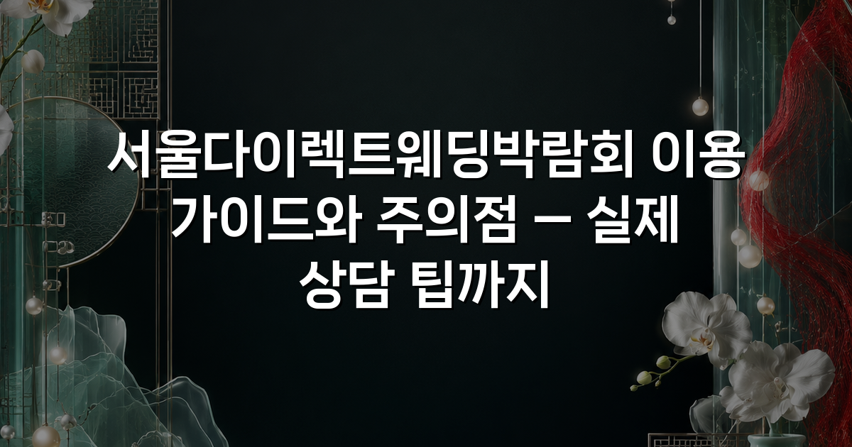 서울다이렉트웨딩박람회 이용 가이드와 주의점 — 실제 상담 팁까지