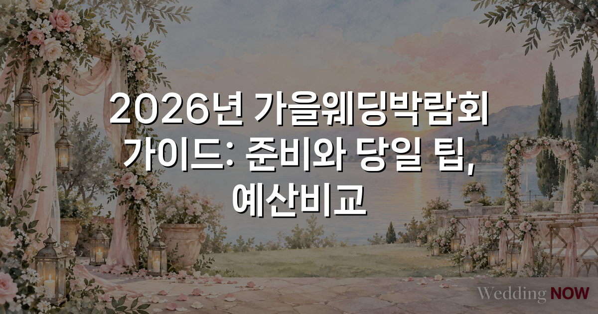 2026년 가을웨딩박람회 가이드: 준비와 당일 팁, 예산비교