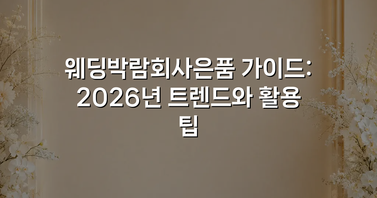 웨딩박람회사은품 가이드: 2026년 트렌드와 활용 팁