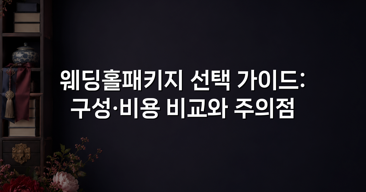 웨딩홀패키지 선택 가이드: 구성·비용 비교와 주의점