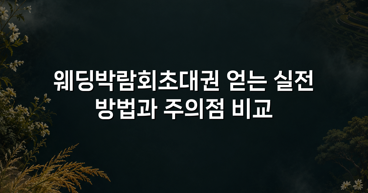 웨딩박람회초대권 얻는 실전 방법과 주의점 비교