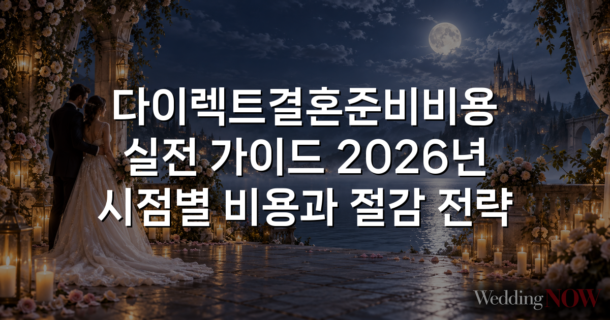 다이렉트결혼준비비용 실전 가이드 2026년 시점별 비용과 절감 전략