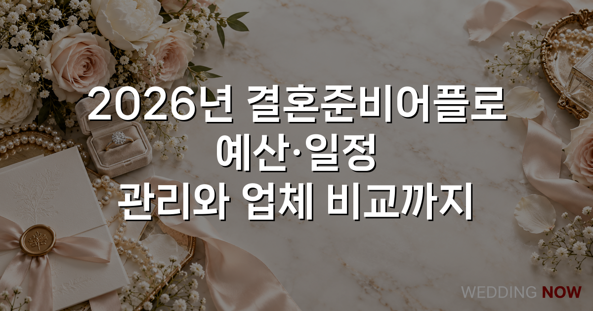 2026년 결혼준비어플로 예산·일정 관리와 업체 비교까지