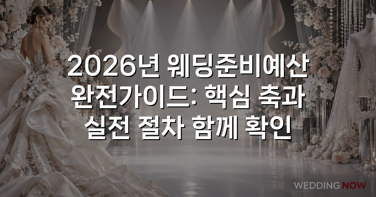2026년 웨딩준비예산 완전가이드: 핵심 축과 실전 절차 함께 확인